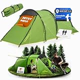 trailvista® Cevedale Zelt für 2 oder 4 Personen – wasserdichtes Tunnelzelt mit Vorzelt & Insektenschutz – leicht, kompakt & schnell aufbaubar – ideal für Trekking, Festival, Familie & Angeln
