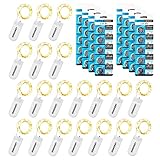 LEECOCO 20 Stück 2m LED Lichterkette mit Batterie (inkl. 40 CR2032 Ersatzbatterien) – Doppelte Akkulaufzeit, Hohe Energieeffizienz für Weihnachten, Hochzeit & Party Dekoration (20 Stück Warmweiß