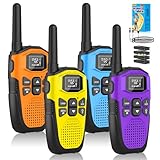 Walkie Talkie 4er Set,NXGKET Walkie Talkie Aufladbar für Erwachsene Kinder Funkgeräte,Große Reichweite 5km Walki Talki mit Li-ion Akku,Walkie Talkies VOX Taschenlampe für Freien, Camping, Wandern