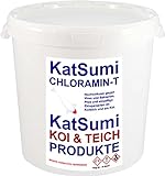KatSumi Chloramin-T Chloramin-T professionelles Wasserdesinfektionsmittel, Aquakultur und Koiteich, effektiv gegen Viren, Bakterien, Pilze, einzellige Ektoparasiten im Teich und Aquarium, 1kg Eimer