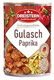 DREISTERN Gulasch vom Schwein mit Paprika 400g I in pikanter Sauce I Herzhaftes Fertiggericht in recyclebarer Konservendose I Lange Haltbarkeit dank natürlicher Konservierung I Hausmacher Qualität