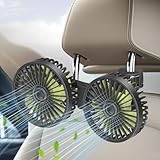 Qidoe USB Auto Ventilator Rücksitz: 360° KFZ Kühlventilator 3-Gang mini Lüfter Leistungsstarker Leise 12V AKKU Air Fan für Zuhause/Büro 12 volt LKW Wohnmobil Boot Wohnwagen Vehicle Seat Fan 5V
