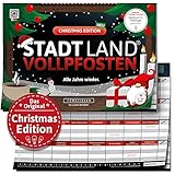 DENKRIESEN Stadt Land VOLLPFOSTEN® - Christmas Edition | ab 9 Jahren mit 26 Kategorien | Stadt Land Fluss | Weihnachtsspiele | Xmas | Familienspiel für Adventskalender Füllung | Wichtelgeschenk