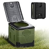 ERWEY Campingtoilette faltbar, Schnell Klapptoilette Portable Trockentoilette Belastbar 150Kg, Waschbar Campingklo ohne Chemie, Mobile Toilette für Outdoor Camping, Festival, Stau, Zelten (Grün)