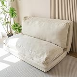 MAXYOYO Sitzsack-Bett, faltbar, Cordsamt, Schlafsofa, Bodenmatratze für Erwachsene, extra dick, 4-Fach gefaltet, Bodencouch für Schlafzimmer, Wohnzimmer, Beige, 75 x 240 cm