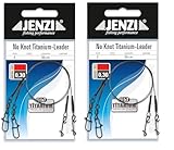 Set: 4 Stück Titanvorfach mit Wirbel und knotenlos Verbinder von Jenzi, 7, 11, & 15 Kg, Länge 30 cm + Petri Heil! Aufkleber (11kg)