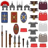 LootPop Mini Ritter Figuren Rüstungs Zubehör, Rüstungsbausteinset für römische Offiziere und Soldaten, inklusive Helme, Rüstungen, Schilde und Waffen, kompatibel (27 Teile)