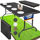 KESSER® Buffettisch Tisch klappbar Kunststoff 183x76 cm Campingtisch Partytisch Klapptisch Gartentisch für Garten, Terrasse und Balkon zusammenklappbar 6 Personen inkl. Cover & Tragegriff, Anthrazit