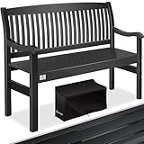 KESSER® Gartenbank Holz Holzbank wetterfest | Für 2 bis 3 Personen | Parkbank aus Massivholz | Sitzbank 225 kg belastbar 125 cm | Balkonbank Bank für Balkon Terrasse & Garten inkl. Cover Anthrazit