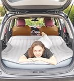 KMZ SUV Air Matratze, Verdickte und Beflockte Auto Luftmatratze Camping Matratze mit integrierter USB-C Elektrische Pumpe, 300kg Gewichtskapazität, Grau