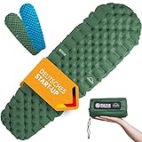 NATURBUMMLER Camping Isomatte Outdoor 195x56x7cm [sehr kompakt & leicht] inkl. Co2-Neutralität – in Sekunden aufgepumpt – Isomatte Camping Luftmatratze Camping aufblasbare Isomatte (Naturgrün)