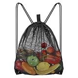 DIVINA VITAE Sandspielzeug Tasche Netztasche Strand 1 Stück Schwarz Mesh Bag Netzbeutel Netz Balltasche Gymsack Mit Verstellbar Tunnelzug Kordelzug Turnbeutel Für Schwimmen Reisen Fitnessstudio