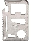 Survival Tool Silber mit Hülle Outdoor Reise Camping Wandern Notfall 10 Funktionen Werkzeugkarte Miniwerkzeuge