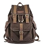 Gootium Canvas Rucksack Backpack Wanderrucksack Vintage Rucksäcke Unisex - Hellbraun