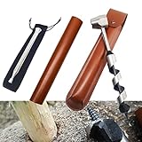 Handbohrer Bushcraft Manueller Schraubenschlüssel, Handbohrer Outdoor Schlangenbohrer Bushcraft mit Holster& Blow Fire Tube, Holzbohrer Scotch Eye für Outdoor/Camping/Bushcraft Settlers