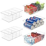 Winter Shore Küchenschrank Organizer [5er-Pack] - Aufbewahrungsbox Küche für Snacks, Gewürze, Getränke - Durchsichtige Küchen Organizer Aufbewahrung mit 4 Fächern & Herausnehmbaren Trennwänden