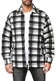 EGOMAXX Herren Fleece Hemd Holzfäller Jacke Karo Blouson Leichte Arbeitsjacke Kariert, Farben:Schwarz-Dunkelgrau, Größe Jacken:L
