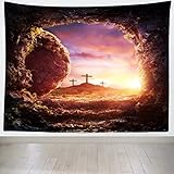 Wunderschönes Bild, 150 x 250 cm, Kreuzigung und Auferstehung, Wandteppich, Hintergrund, Erlösung, Kreuz, Fotografie, Hintergrund, Höhle, Grab, Wandteppich, Heimwanddekoration