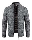 NANAMEEI Männer Cardigan Jacke Pullover & Strickjacken für Herren Knopfleiste Strickjacke Cardigan Zopfmuster Dunkel Grau M