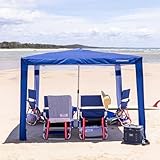 CoolCabana Strand-Schattenzelt – einfacher Aufbau, UPF 50+ Schutz, große & mittlere Größen, kompakt & windabweisend – Strandhütte für die ganze Familie – Solid Navy, Medium