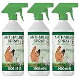3X 1000ml Milbenspray für Geflügel wie Hühner & Vögel - Sofort & Langfristig gegen Parasiten, bei Akut & Vorbeugung (3X 1000ml)