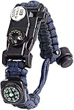 Paracord Survival Armband Kit für Herren Damen, Survival Armband mit Feuerstein + Kompass + Thermometer + Pfeife + Schirmseil + LED-Leuchte + Multi-Werkzeug + Kartenleser, zum Outdoor-Aktivitäten