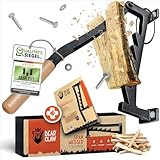 BearClaw Holzspalter manuell - Anzündholz Spalter zur Wandmontage - Handholzspalter, Spanmesser, Wand Holzspalter, Spalter Holz - Indoor & Outdoor Holz spalten - inkl. Anleitung - mit Holzgriff