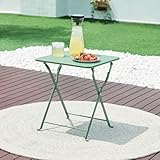 [en.casa] Campingtisch Vegårshei Klapptisch Gartentisch Stahl klappbar quadratisch Outdoor-Tisch faltbar 45 x 40 x 40 cm Grün