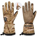 Beheizbare Jagdhandschuhe Herren mit Automatik-Abschalt-Stillschalter 10 Stunden Heizdauer Dünne Warme Rutschfeste Winterhandschuhe mit Aufklappbarer Zeigefingerkuppe Geeignet für Jagd Fotografie