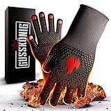 GUSSKÖNIG Grillhandschuhe hitzebeständig bis 800 Grad (L) - feuerfeste Handschuhe aus Aramid - Grillhandschuh Kochhandschuhe für Indoor&Outdoor Kochen