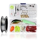 FainFun Angeln Köder Set, 96 PCS Angeln Köder Set, Angelzubehör Set, AngelnKöder Gemischt, Spinner Angeln Set Einschließlich Haken, Angelschnur, ect. für Süßwasser/Salzwasser Angeln