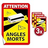 HAGEFOL Toter Winkel Attention Angles Morts Wohnmobil Aufkleber - 17 x 25 cm, 3 Stück - Luftkanalfolie: blasenfrei verkleben, Totwinkel Aufkleber Frankreich (für Bus/Wohnmobil)