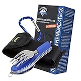OUTDOOR FREAKZ Outdoor Campingbesteck Klapp-Besteck aus Edelstahl mit Gürteltasche, das Original! (blau +)