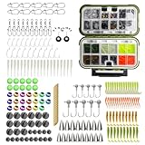 Angelzubehör Set, 221 Stück Angelhaken Kit, Angelköder, Angelzubehör Box Kit, Verschiedene Angeln Wirbel Snaps, Köderkunstköder Set, Fischköder Set Angelzubehör für Hecht Forelle Barsch Zander
