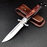 Generisch Manuell öffnend Klappmesser Outdoor Messer Mit Lederscheide, 440c Stahlklinge, Griffe Aus Holz, füR Outdoor-Camping