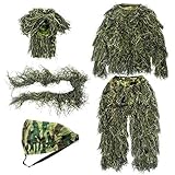 GUGULUZA Erwachsene 3D Ghillie Anzug Dschungel Wald Camouflage Jagd Kleidung, camouflage, M-L