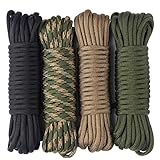 aufodara 4 Stück 19ft/6 Meters Paracord Schnüre 4mm Nylon Seil 7 Kern-Strängen - 4 Farben, Gesamtlänge 76ft (D4-A-4X19FT)