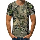 Herren Kurzarm Camouflage Wald Dschungel bedrucktes T-Shirt Camo Outdoor Jagd Shooting Waldbaum Sommer T-Shirts