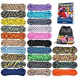 MONOBIN Paracord 550 Combo-Set, 24 Farben Paracord-Seil mit Anleitung für die Herstellung von Paracord-Armbändern, Schlüsselbändern, Hundehalsband, Geschenkidee (24 Farben B)