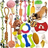 Hundespielzeug,MAISITOO 19 Pcs Seil Ball robuste Zähne Kauen langlebig Spielzeug Zahntraining Set Für Kleine große mittelgroßen Hund Interaktives Spielset Unzerstoerbar BaumwollknotenTau Tier