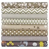 aufodara 8 Stück Baumwollstoff Meterware Stoffpaket 50 x 50 cm Stoff, Stoffe zum Nähen, Patchwork zum Quilten DIY Basteln Handwerken, Quadrate Baumwolltuch (Braun)