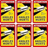 Prolac Warnaufkleber Angles Morts – Toter Winkel für LKW und Wohnwagen, Auto Etiketten selbstklebend 25 x 17 cm – Aufkleber Wohnmobil (Busse und Wohnmobile) – 6 Stück