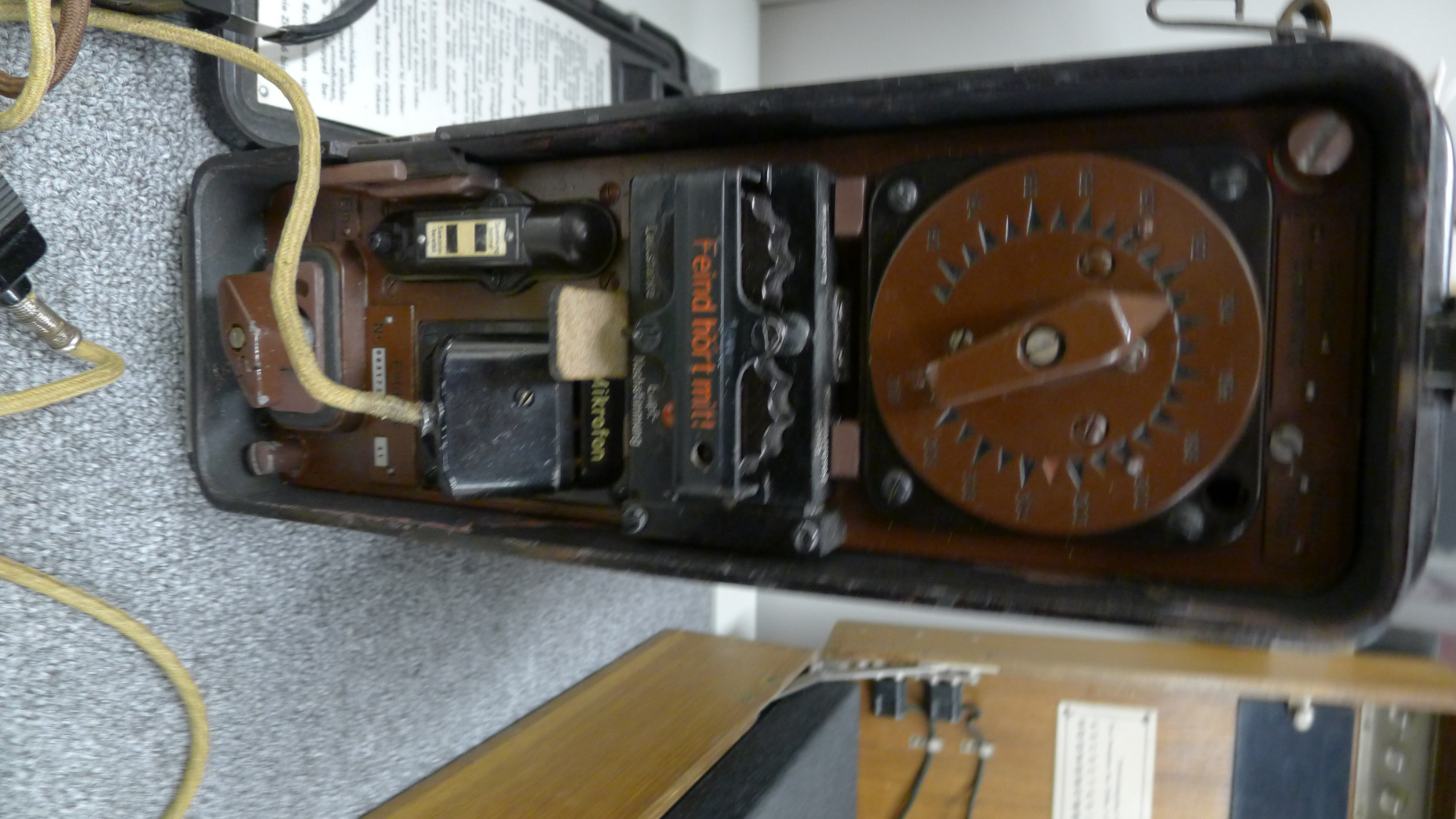 Museum of World War II Boston Natick Massachusetts 2015. Feldfu.c German VHF backpack radio with acc. Feldfunksprecher infantry radio. Feind h 25C3 25B6rt mit